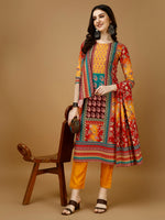 Thumbnail for Hand Embroidered & Printed Kurta With Pant & Printed Dupatta, Multicolor - Hiral Fashion - Distacart