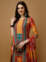 Thumbnail for Hand Embroidered & Printed Kurta With Pant & Printed Dupatta, Multicolor - Hiral Fashion - Distacart