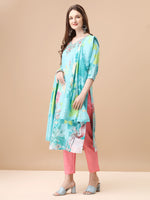 Thumbnail for Hand Embroidered Floral Printed Kurta With Pant & Dupatta, Multicolor - Hiral Fashion - Dista