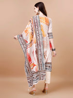 Thumbnail for Hand Embroidered Printed Muslin Kurta With Pant & Dupatta, Multicolor - Hiral Fashion - Distacart