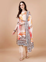 Thumbnail for Hand Embroidered Printed Muslin Kurta With Pant & Dupatta, Multicolor - Hiral Fashion - Distacart