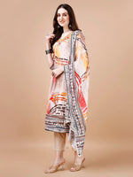 Thumbnail for Hand Embroidered Printed Muslin Kurta With Pant & Dupatta, Multicolor - Hiral Fashion - Distacart
