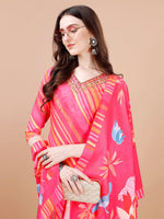 Thumbnail for Hand Embroidered Stripes Printed Muslin Kurta With Pant & Dupatta, Multicolor - Hiral Fashion - Distacart