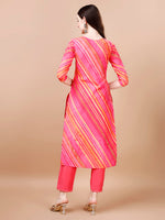 Thumbnail for Hand Embroidered Stripes Printed Muslin Kurta With Pant & Dupatta, Multicolor - Hiral Fashion - Distacart
