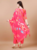 Thumbnail for Hand Embroidered Stripes Printed Muslin Kurta With Pant & Dupatta, Multicolor - Hiral Fashion - Distacart