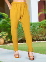 Thumbnail for Hand Embroidered & Printed Pure Silk Kurta With Pant & Printed Dupatta, Yellow - Hiral Fashion - Distacart