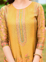 Thumbnail for Hand Embroidered & Printed Pure Silk Kurta With Pant & Printed Dupatta, Yellow - Hiral Fashion - Distacart