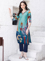 Thumbnail for Embroidered & Floral Printed Kurta With Pant & Printed Dupatta Premium Luxury, Multicolor - Hiral Fashion - Distacart