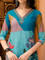 Thumbnail for Embroidered & Floral Printed Kurta With Pant & Printed Dupatta, Multicolor - Hiral Fashion - Distacart