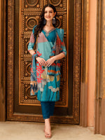 Thumbnail for Embroidered & Floral Printed Kurta With Pant & Printed Dupatta, Multicolor - Hiral Fashion - Distacart