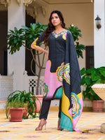 Thumbnail for Embroidered & Floral Printed Kurta With Pant & Printed Dupatta, Lavender - Hiral Fashion - Distacart