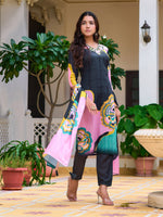 Thumbnail for Embroidered & Floral Printed Kurta With Pant & Printed Dupatta, Lavender - Hiral Fashion - Distacart