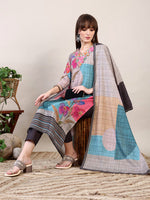 Thumbnail for Embroidered & Printed Kurta With Pant & Dupatta, Multicolor - Hiral Fashion - Distacart