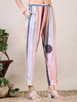 Thumbnail for Embroidered & Striped Floral Printed Kurta With Pant & Dupatta, Multicolor - Hiral Fashion - Distacart