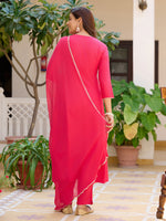 Thumbnail for Embroidered Flared Kurta With Pant & Dupatta, Pink - Hiral Fashion - Distacart