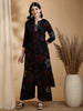 Floral Printed Kurta Pallazo Set, Black - Hiral Fashion - Distacart