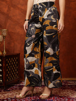 Thumbnail for Floral Printed Kurta With Palazzo Pant, Black - Hiral Fashion - Distacart