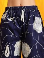 Thumbnail for Printed Kurta With Palazzo Pants, Navy Blue - Hiral Fashion - Distacart