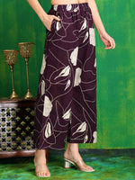 Thumbnail for Printed Kurta With Palazzo Pants, Wine - Hiral Fashion - Dista