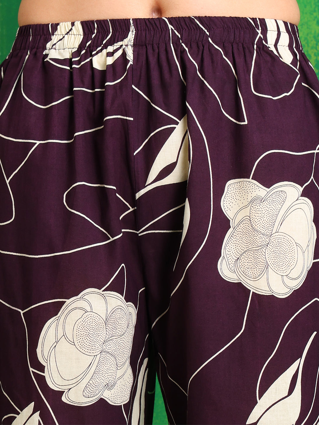 Printed Kurta With Palazzo Pants, Wine - Hiral Fashion - Dista