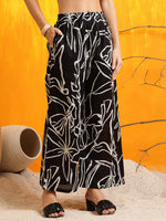 Thumbnail for Printed Kurta With Palazzo Pants, Black - Hiral Fashion - Distacart