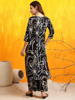 Thumbnail for Printed Kurta With Palazzo Pants, Black - Hiral Fashion - Distacart
