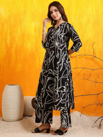 Thumbnail for Printed Kurta With Palazzo Pants, Black - Hiral Fashion - Distacart