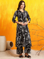 Thumbnail for Printed Kurta With Palazzo Pants, Black - Hiral Fashion - Distacart
