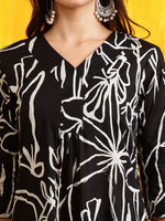 Thumbnail for Printed Kurta With Palazzo Pants, Black - Hiral Fashion - Distacart