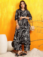 Thumbnail for Printed Kurta With Palazzo Pants, Black - Hiral Fashion - Distacart