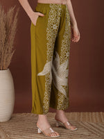 Thumbnail for Hand Embroidered With Floral & Leaf Printed Kurta And Palazzo, Olive - Hiral Fashion - Distacart