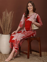 Thumbnail for Hand Embroidered With Floral & Leaf Printed Kurta And Palazzo, Rust - Hiral Fashion - Distacart
