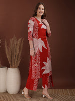 Thumbnail for Hand Embroidered With Floral & Leaf Printed Kurta And Palazzo, Rust - Hiral Fashion - Distacart
