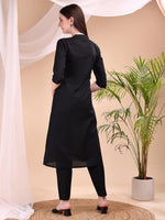 Thumbnail for Placement Floral Front Buttoned Kurta With Pant, Black - Hiral Fashion - Distacart