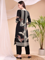 Thumbnail for Striped Printed Kurta With Pant, Black - Hiral Fashion - Distacart