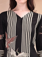 Thumbnail for Striped Printed Kurta With Pant, Black - Hiral Fashion - Distacart