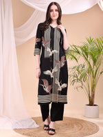 Thumbnail for Striped Printed Kurta With Pant, Black - Hiral Fashion - Distacart