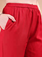 Thumbnail for Floral Printed Kurta With Pant, Red - Hiral Fashion - Distacart