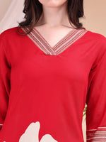 Thumbnail for Floral Printed Kurta With Pant, Red - Hiral Fashion - Distacart