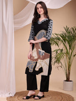 Thumbnail for Printed Kurta With Pant, Black - Hiral Fashion - Distacart