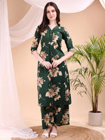 Thumbnail for Embroidered & Printed Kurta With Palazzo, Green - Hiral Fashion - Distacart