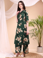 Thumbnail for Embroidered & Printed Kurta With Palazzo, Green - Hiral Fashion - Distacart