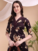 Thumbnail for Embroidered & Printed Kurta With Palazzo, Wine - Hiral Fashion - Distacart