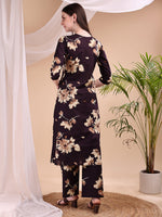 Thumbnail for Embroidered & Printed Kurta With Palazzo, Wine - Hiral Fashion - Distacart
