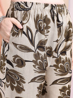 Thumbnail for Printed Coordinated Kurta And Palazzo Set, Beige - Hiral Fashion - Distacart