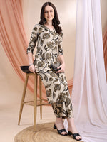 Thumbnail for Printed Coordinated Kurta And Palazzo Set, Beige - Hiral Fashion - Distacart
