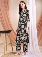 Thumbnail for Printed Coordinated Kurta And Palazzo Set, Black - Hiral Fashion