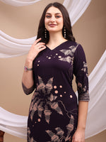 Thumbnail for All-Over Abstract Floral Kurta-Palazzo Set, Violet - Hiral Fashion - Distacart