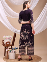 Thumbnail for All-Over Abstract Floral Kurta-Palazzo Set, Violet - Hiral Fashion - Distacart