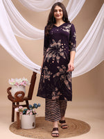 Thumbnail for All-Over Abstract Floral Kurta-Palazzo Set, Violet - Hiral Fashion - Distacart